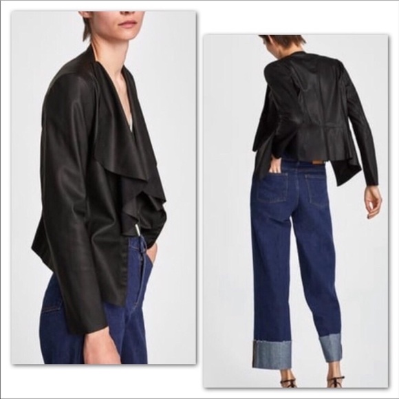 Zara Jackets & Blazers - Zara Basic Moto Waterfall Vegan Leather Jacket